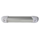 Modern LED ceiling light with white end caps.