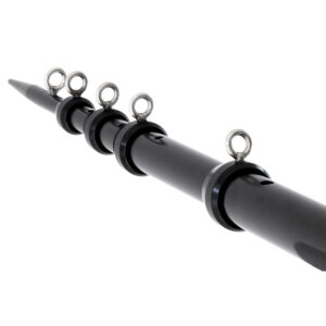 Black telescoping pole with silver rings