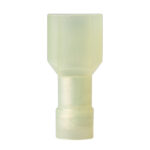 Cream-colored plastic connector, front view.