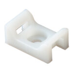 White plastic cable tie mount clip
