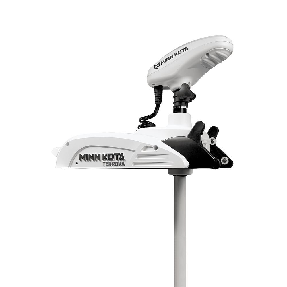 Minn Kota Terrova trolling motor in white finish.