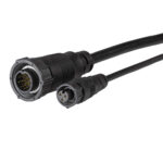 Two black cable connectors, different sizes.