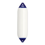 White boat fender with blue ends