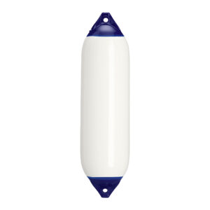 White boat fender with blue ends