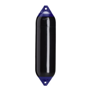 Black fender with blue ends for boats