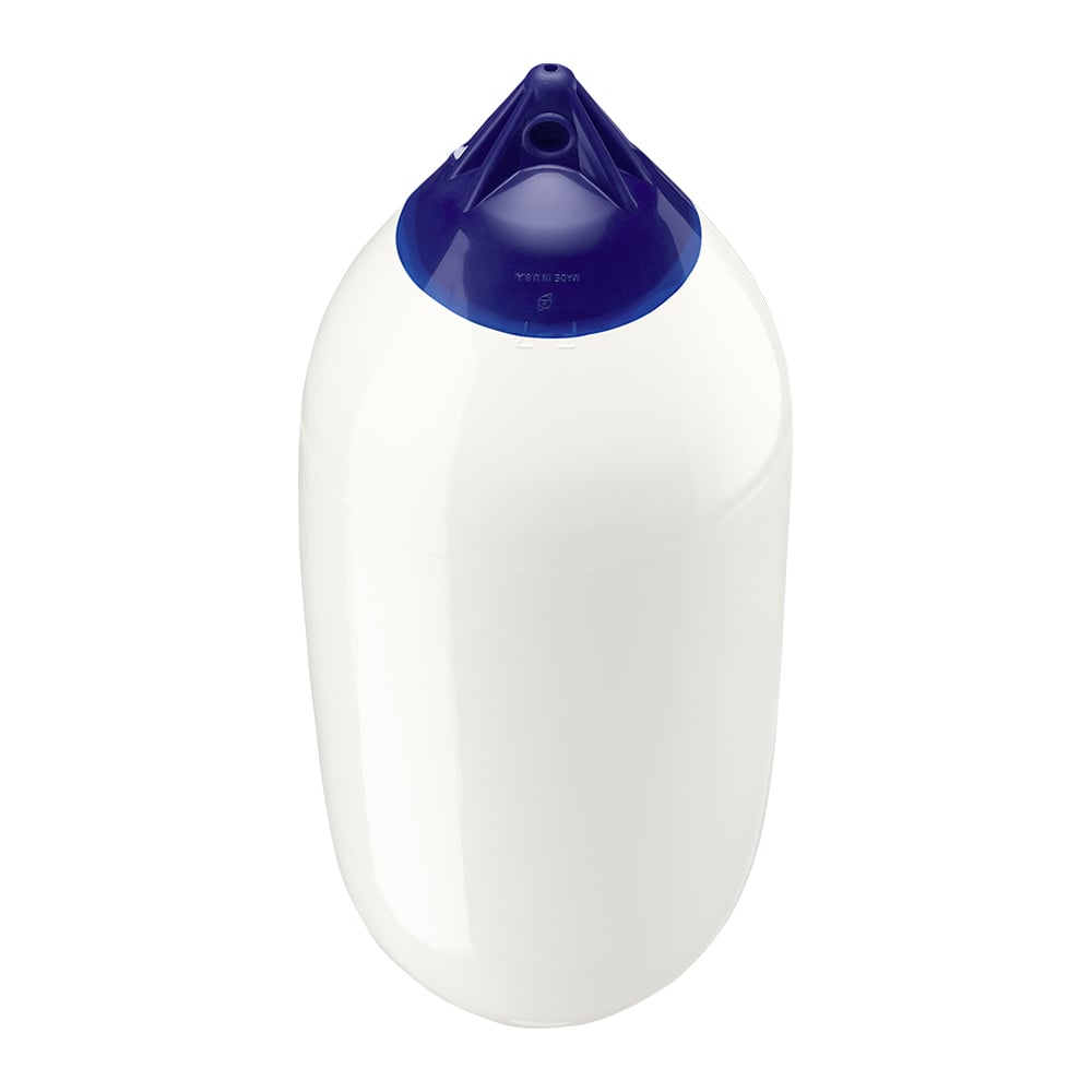 White cylindrical buoy with blue top