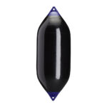 Black marine boat fender with blue tips