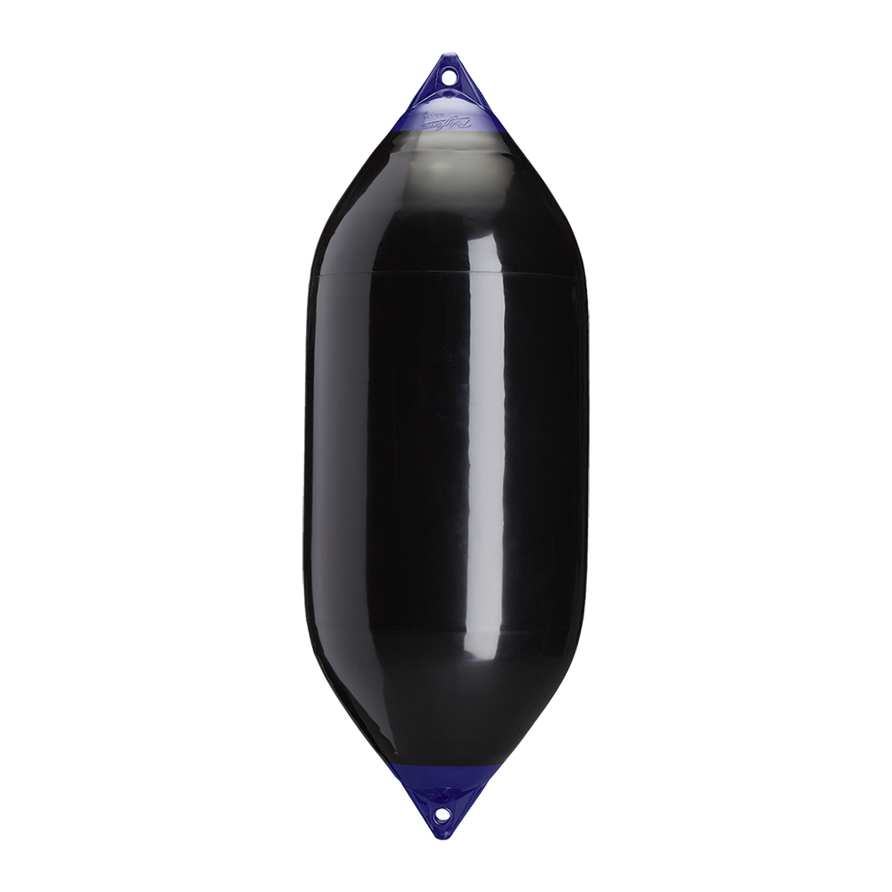 Black marine boat fender with blue tips