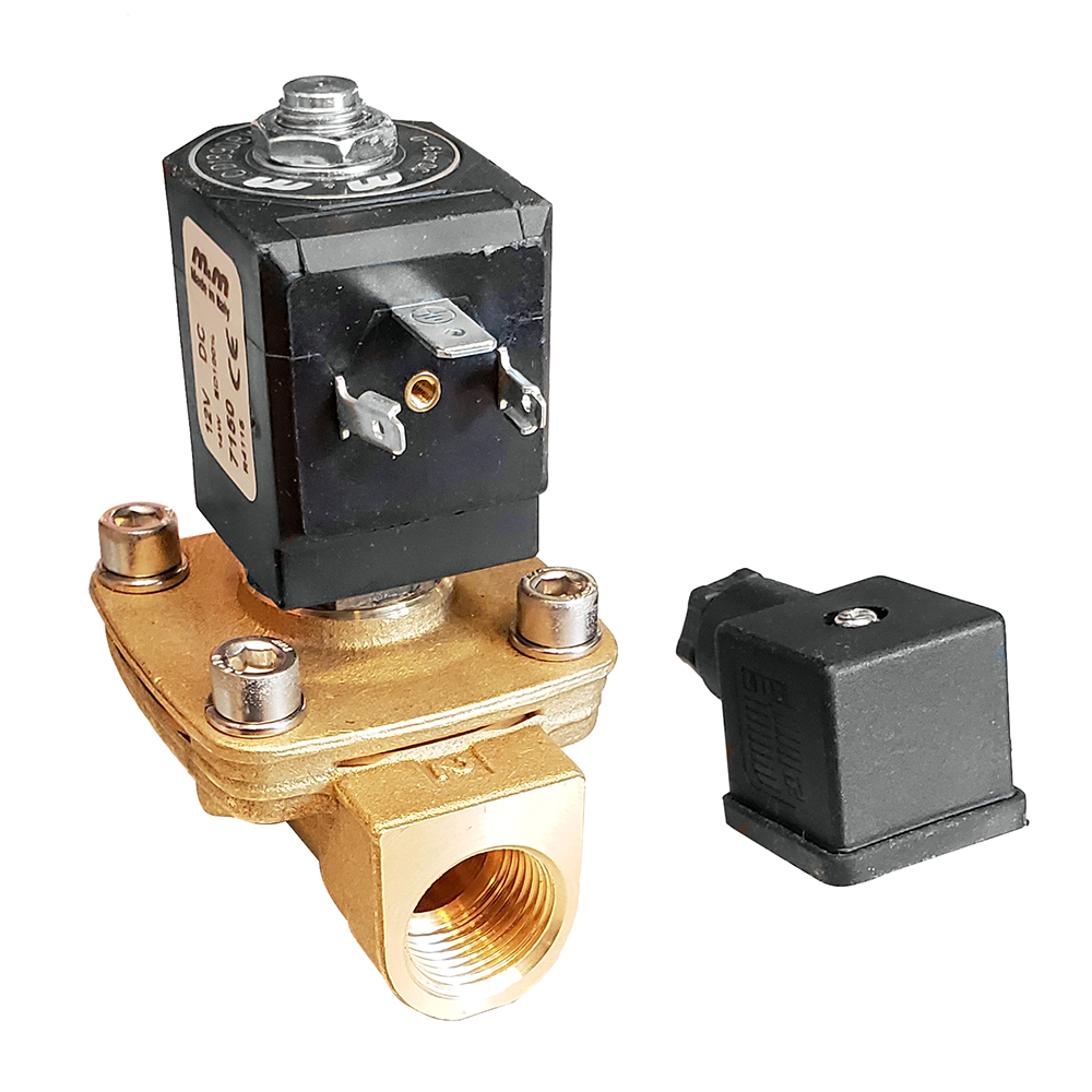 Brass electric solenoid valve for fluid control
