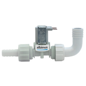 Automatic water valve with tubing connections.