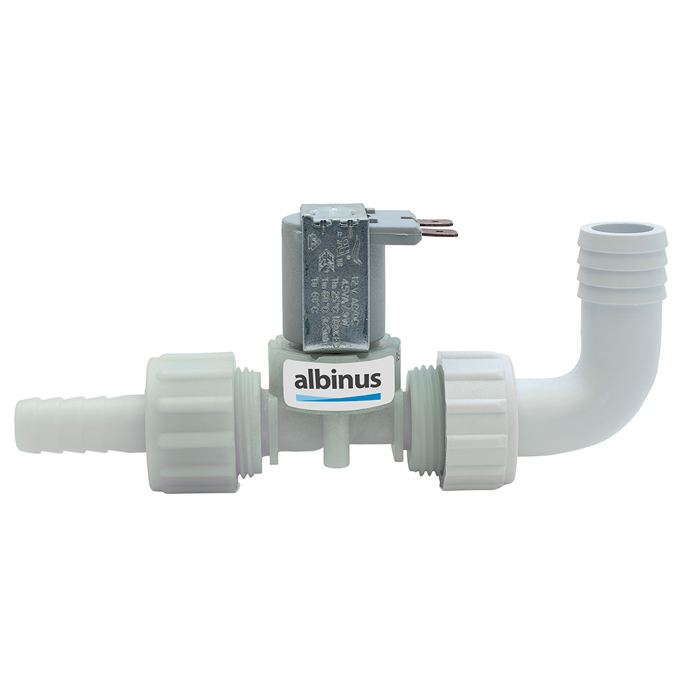 Automatic water valve with tubing connections.