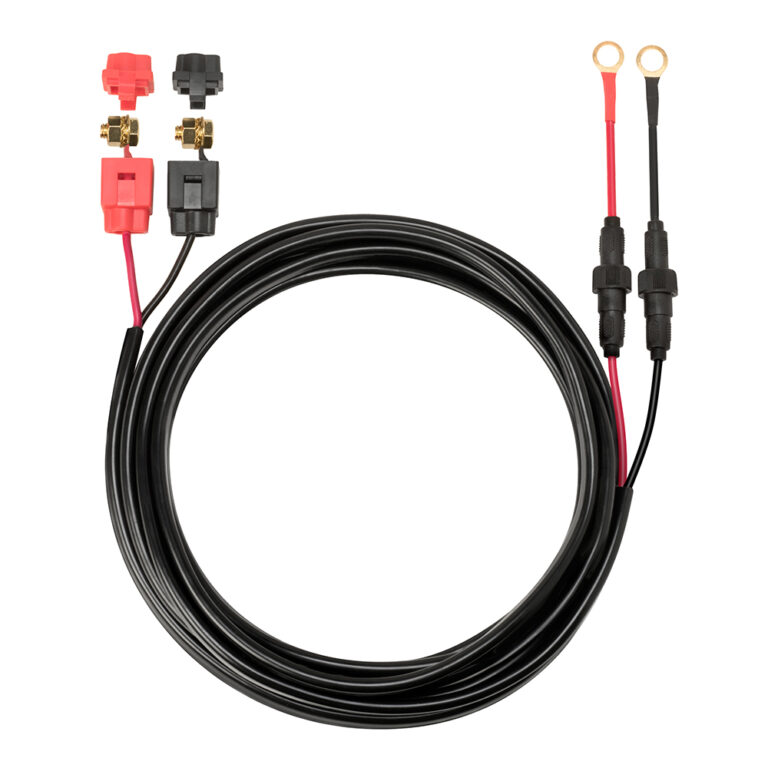 Solar panel connector cables with ring terminals.