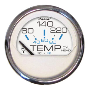 Cyl head temperature gauge, dial shows Celsius and Fahrenheit.