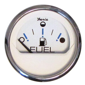 Boat fuel gauge showing empty level