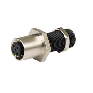 Metal circular industrial connector, side view