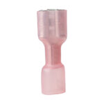 Pink electrical crimp connector, insulated female terminal.