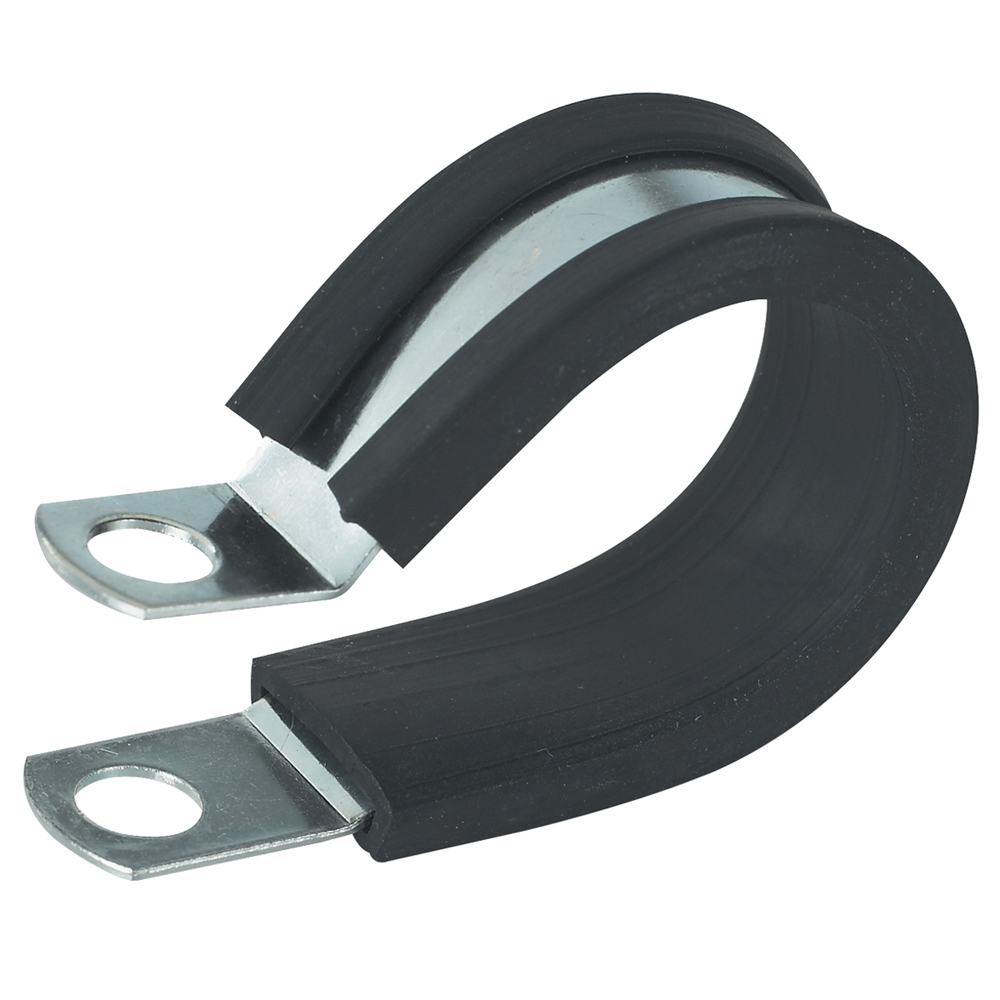 Rubber cushioned metal cable clamp