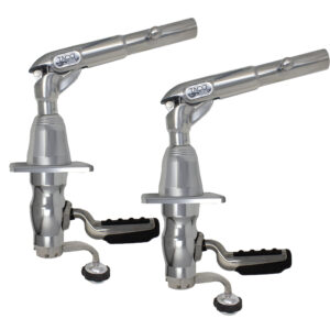 Stainless steel boat outrigger with handle, named TACO.