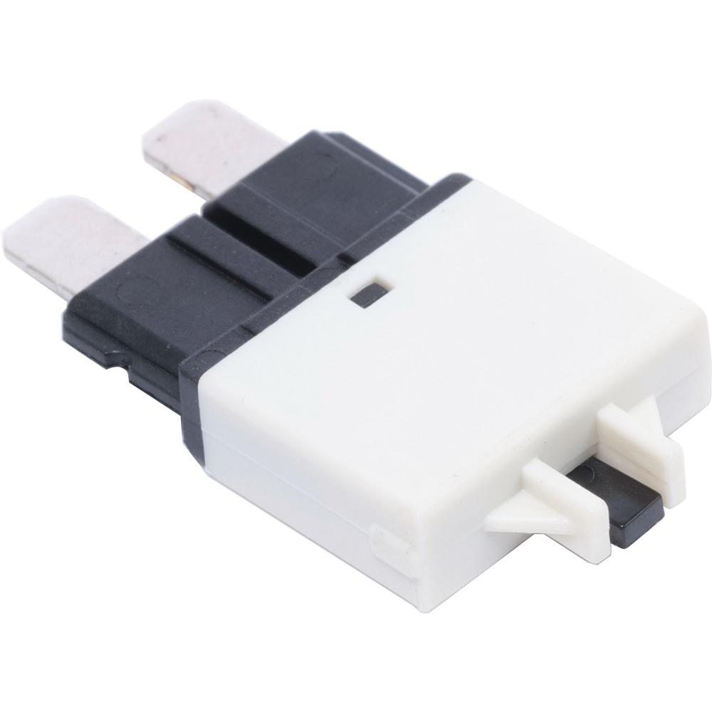 White automotive fuse with dual metal prongs