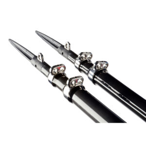 Close-up of telescopic yacht poles.
