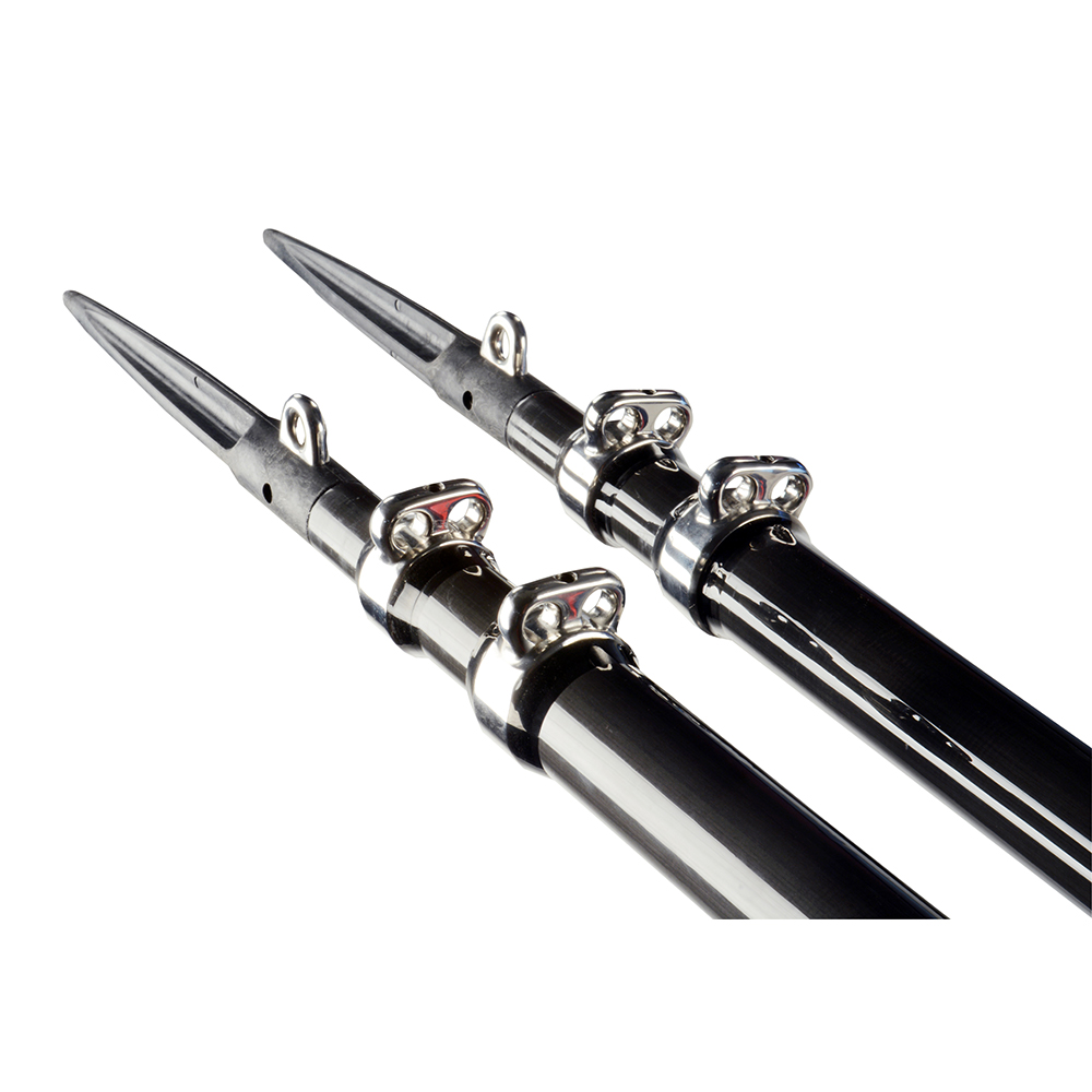 Close-up of telescopic yacht poles.