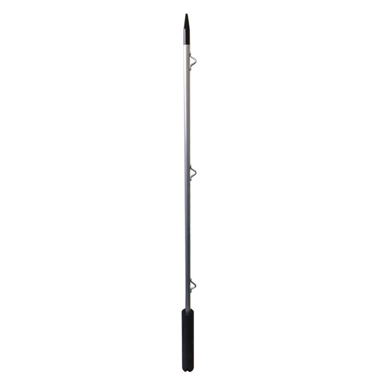 Metal spear with rubber grip, isolated on white.