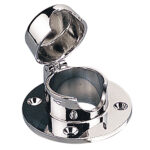 Chrome curtain rod holder with hinge