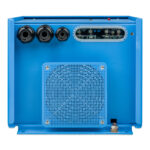 Blue industrial power inverter with connectors and vents.