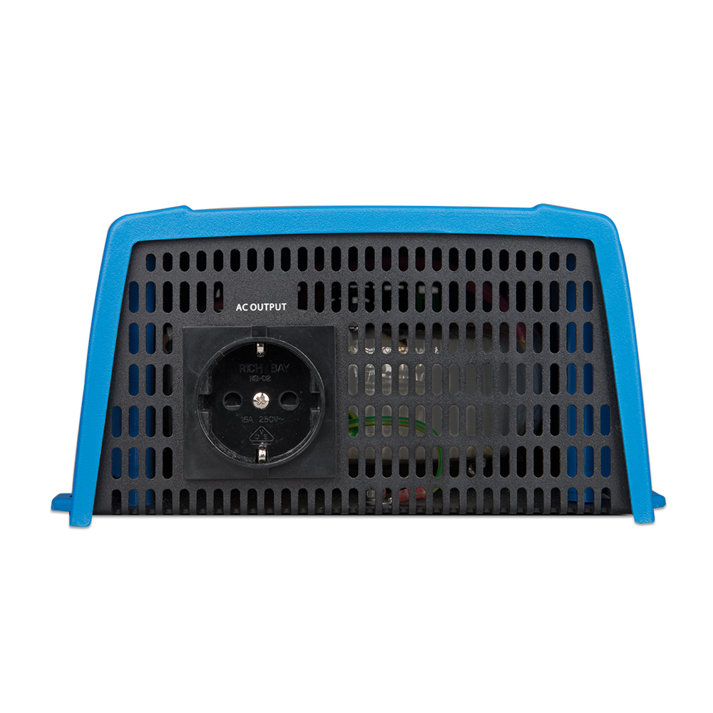 Blue and black power inverter rear view