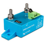 Blue battery protector device with connectors.