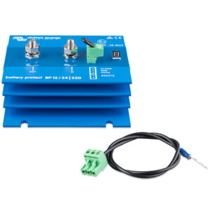 Blue battery protector with cable and connectors.