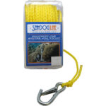 Yellow polypropylene anchor line with snap hook