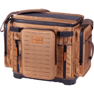 Brown Plano storage bag with multiple pockets.