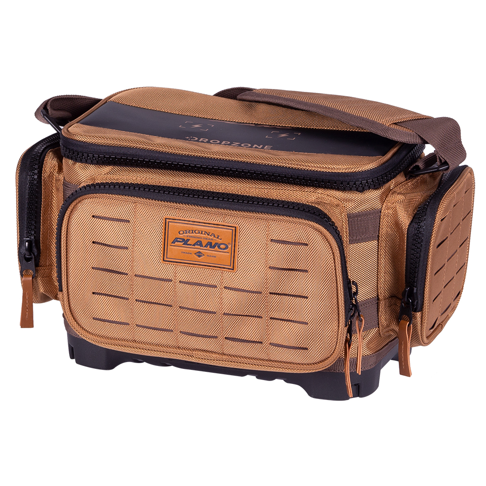 Brown Plano gear bag with multiple compartments.