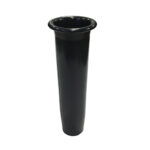 Tall black plastic vase with flared top.