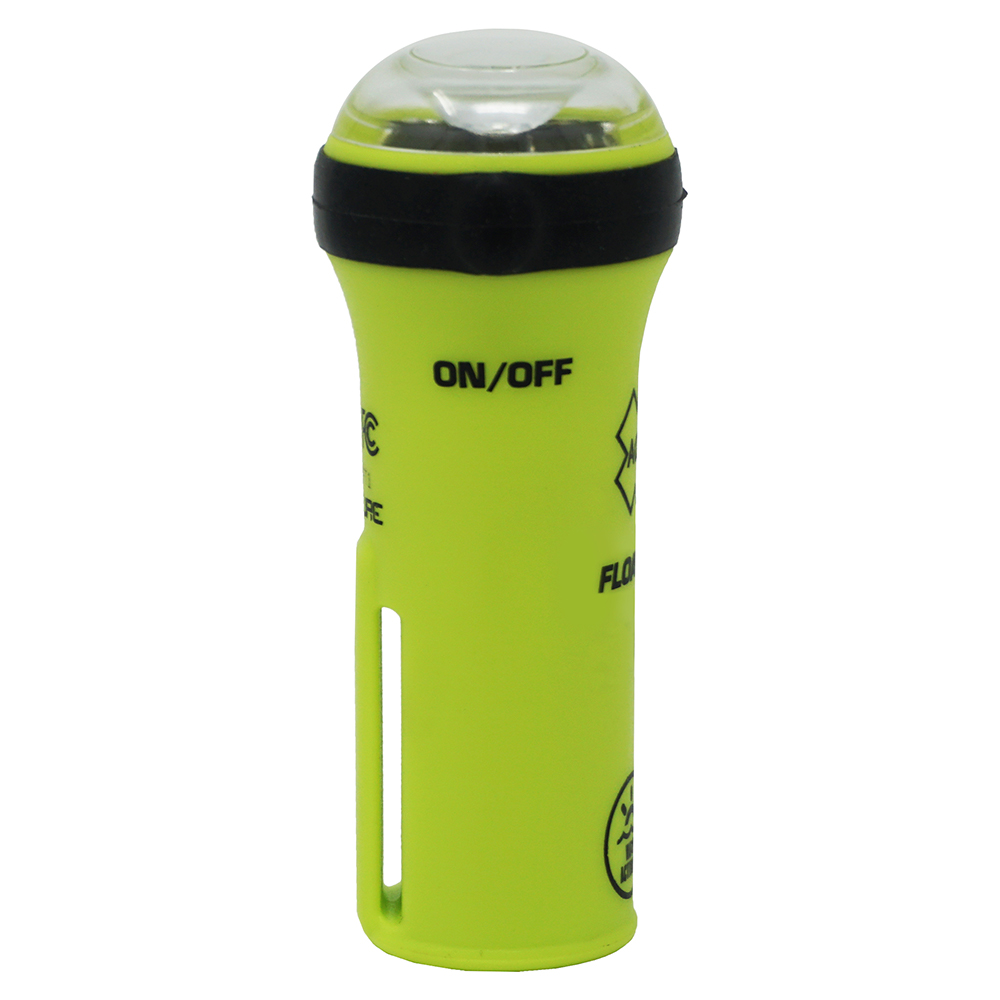 Yellow marine LED safety light with on/off switch.