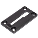 Black metal mounting plate with four holes