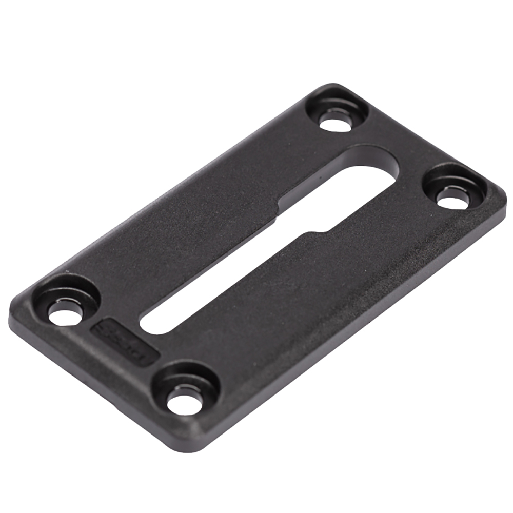 Black metal mounting plate with four holes