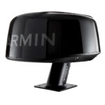 Black marine radar device on stand
