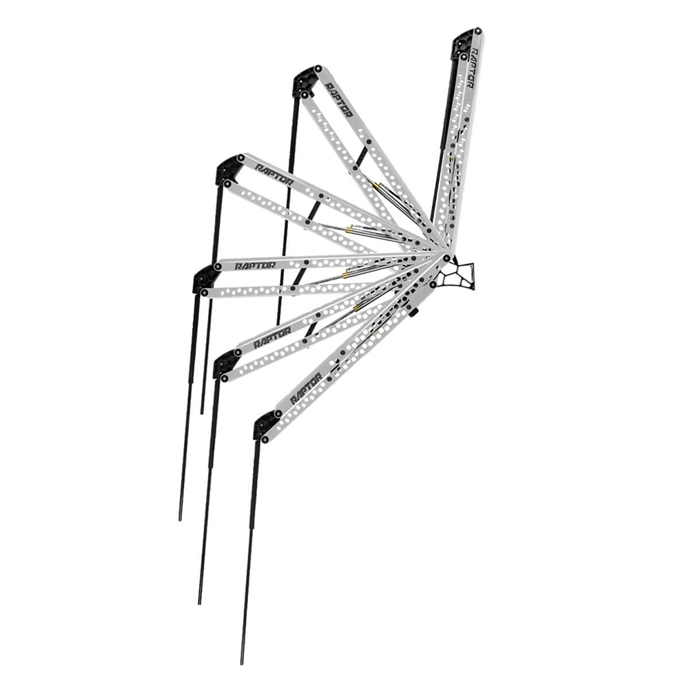 Adjustable Raptor ladder stabilizer in various positions.