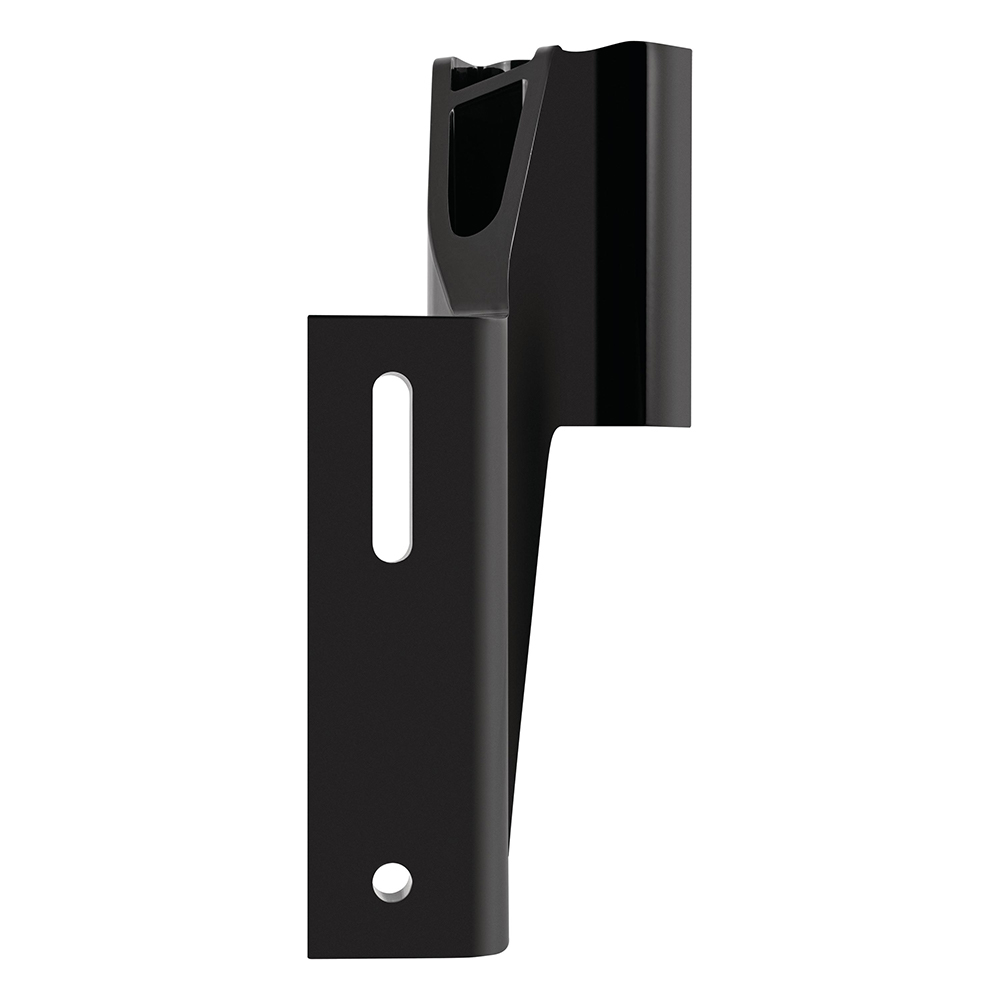 Black metal wall bracket with mounting holes.