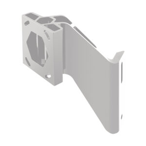 Silver metal mounting bracket with multiple holes.