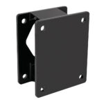 Black metal mounting bracket with screw holes