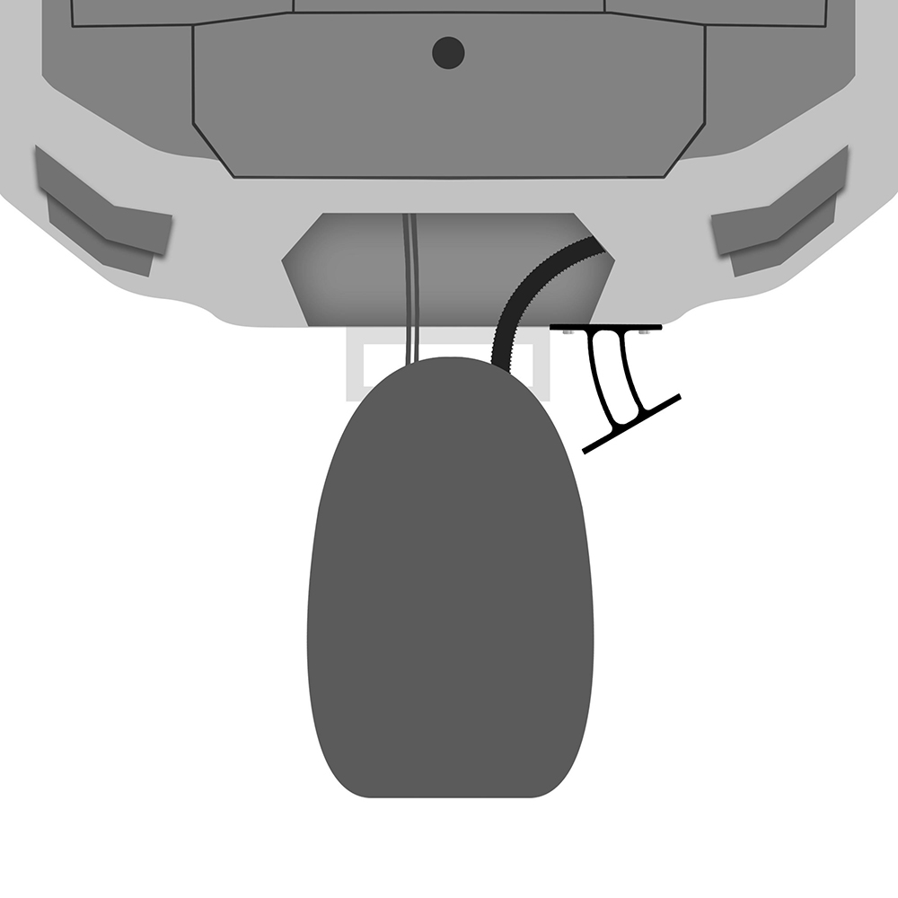 Rear view car tire illustration with suspension details.