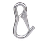 Metal carabiner clip for securing items.