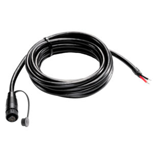 Coiled electrical cable with connector and exposed wires.