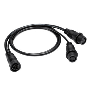 Black Y-shaped audio adapter cable
