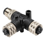 Three-way black and silver electrical connector