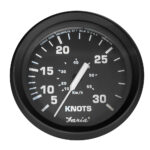 Nautical speedometer displaying speed in knots.
