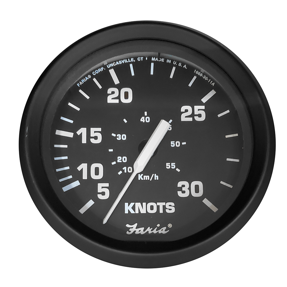 Nautical speedometer displaying speed in knots.